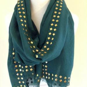 Studded Scarf In Green