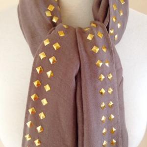 Studded Scarf In Taupe