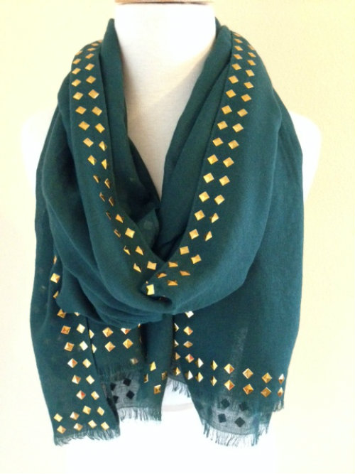 Studded Scarf In Green