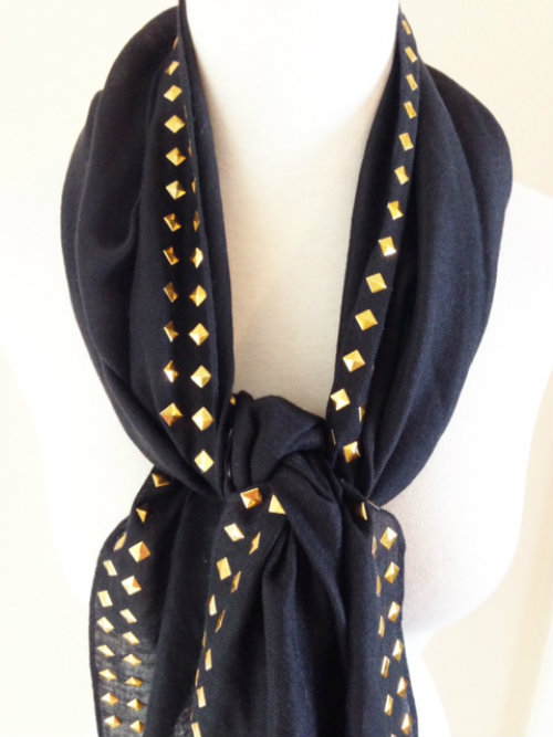 Studded Scarf In Black