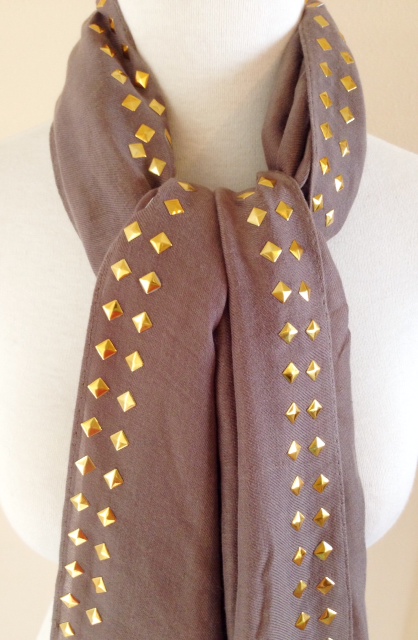 Studded Scarf In Taupe